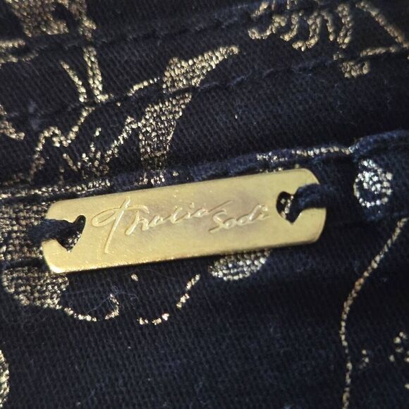 ​NWT Thalia Sodi Gold Metallic Floral Skinny Pants Black Size 10 - Picture 3 of 5